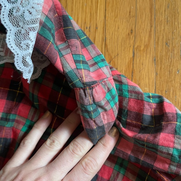 70s Vintage Volup Plus Size Plaid Prairie Holiday Dress - Picture 9 of 10